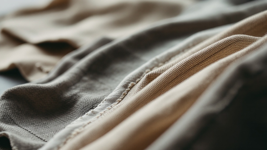Primer plano de múltiples tipos de costuras en muestras de tela tejida dispuestas en una superficie plana