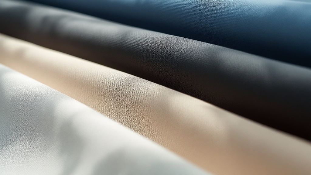 Close-up of premium nylon elastane swimwear fabric rolls in solid and printed colourways
