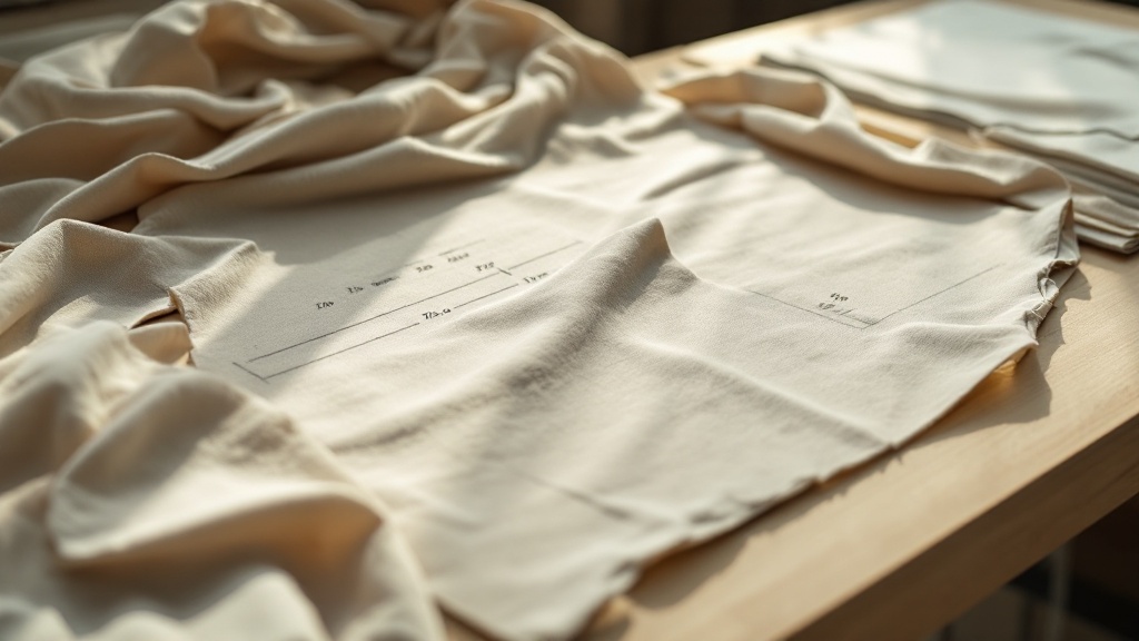 Flat garment pattern pieces laid out on a cutting table showing grade lines between sizes