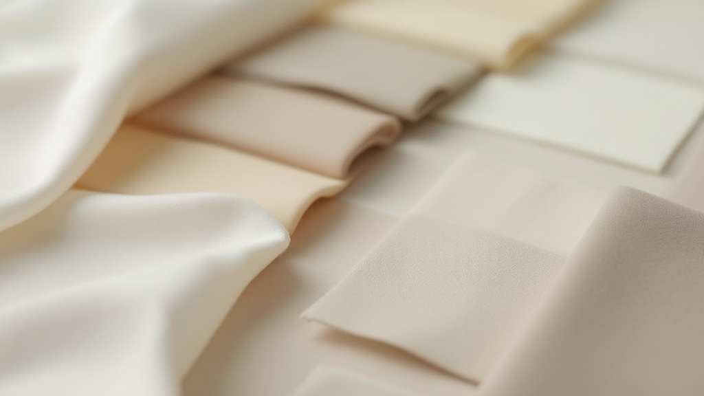 Selection of fabric swatches in varying weights arranged flat on a cutting table surface