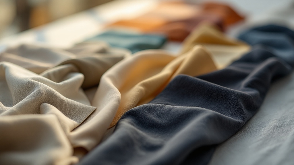 Rows of fabric swatches and colour samples arranged on a flat testing surface