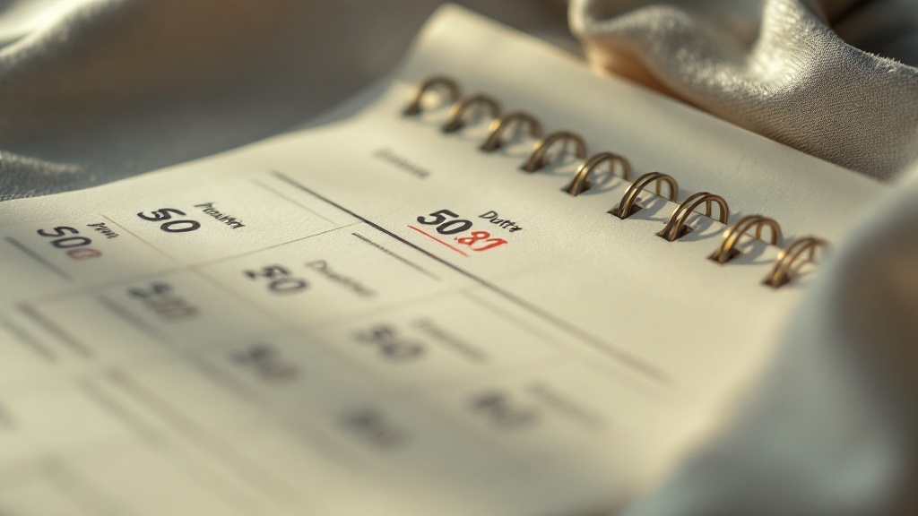 Close-up of a calendar page with production dates and deadlines marked
