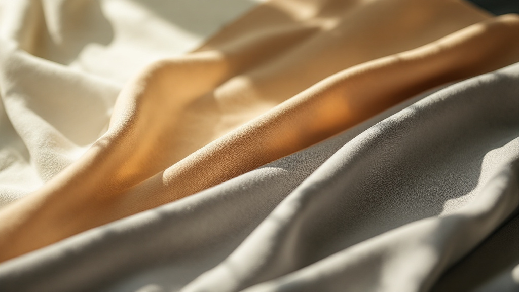 Close-up of stretch woven swimwear fabric swatches laid flat on a cutting table
